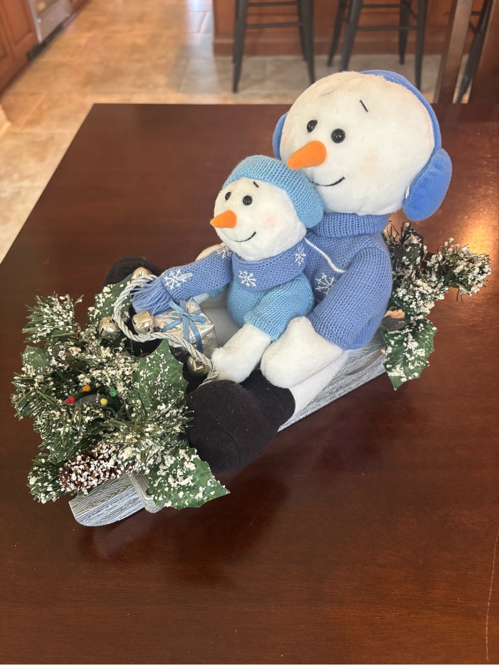 AVON A Magical Winter Sleigh Ride Snowman Christmas Musical Plush Figurine